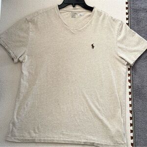 Ralph Lauren Men's Tan V-Neck T-Shirt